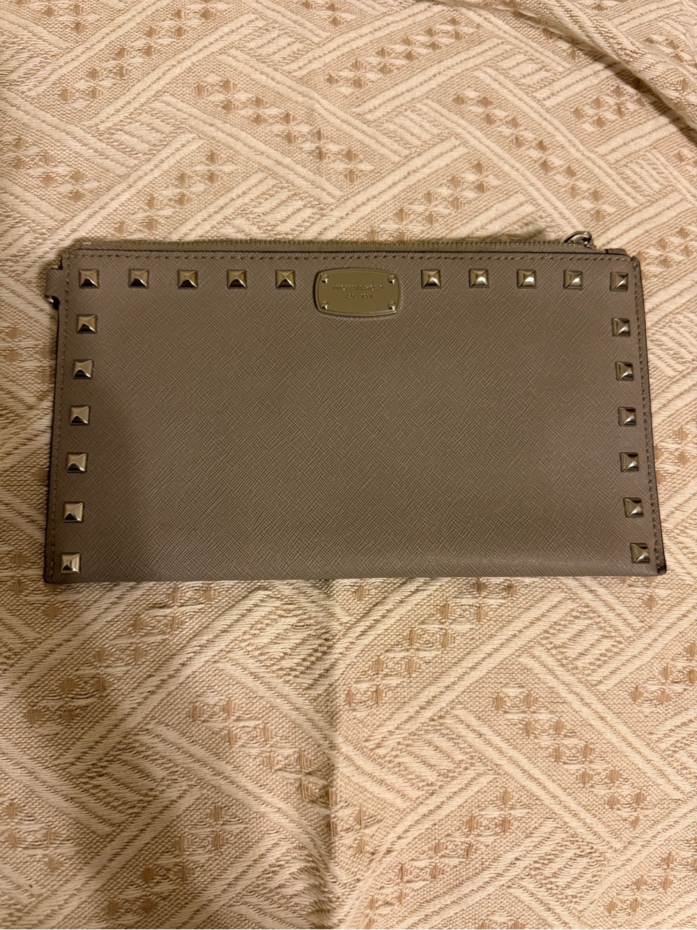Michael Kors Gray Zip Wristlet with Gold Hardware